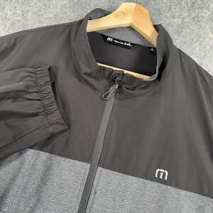 Travis Mathew Windbreaker Jacket Mens XL Gray Check Full Zip Lightweight Golf